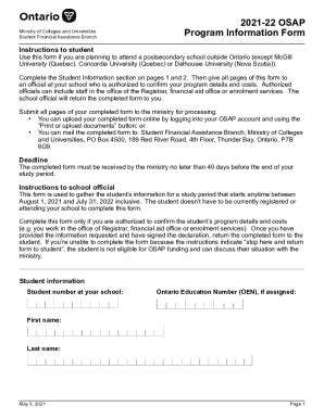 Fillable Online Osap Program Information Form Fax Email Print