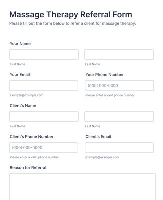 Massage Therapy Referral Form Template Jotform