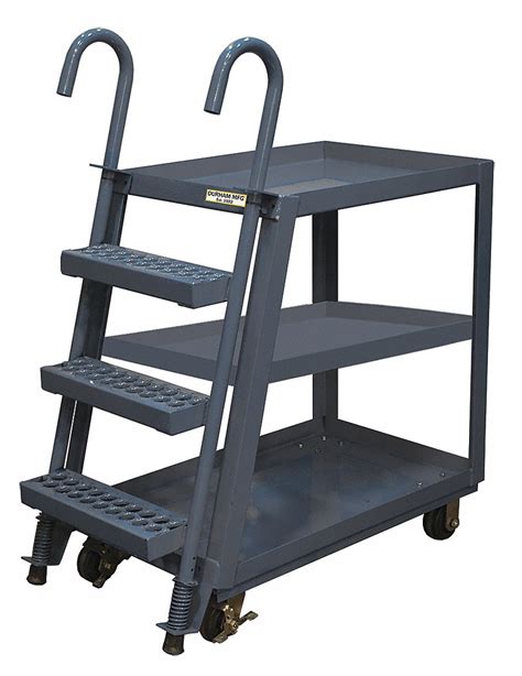 Stock Picking Ladder Cart Load Capacity 1200 Lb Number Of Shelves 3