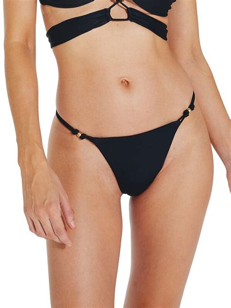 VIX PAULA HERMANNY Women S Gi Cheeky Beaded Rope Bikini Bottom Black