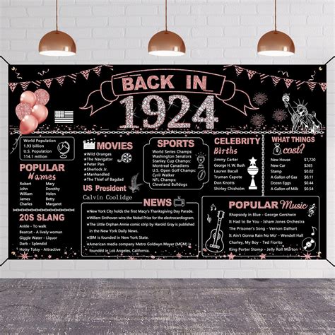 Darunaxy Th Birthday Rose Gold Party Decoration Back In Banner