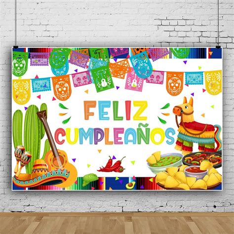 7x5ft Feliz Cumpleaños Backdrop Mexican Fiesta Happy