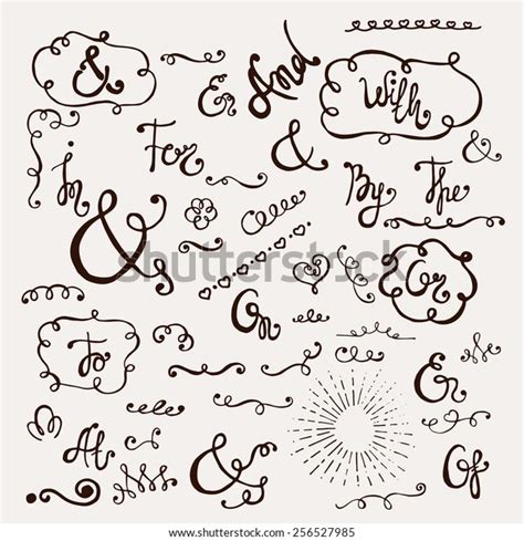 Ampersands Catchwords Hand Drawn Swirls Frames Stock Vector Royalty