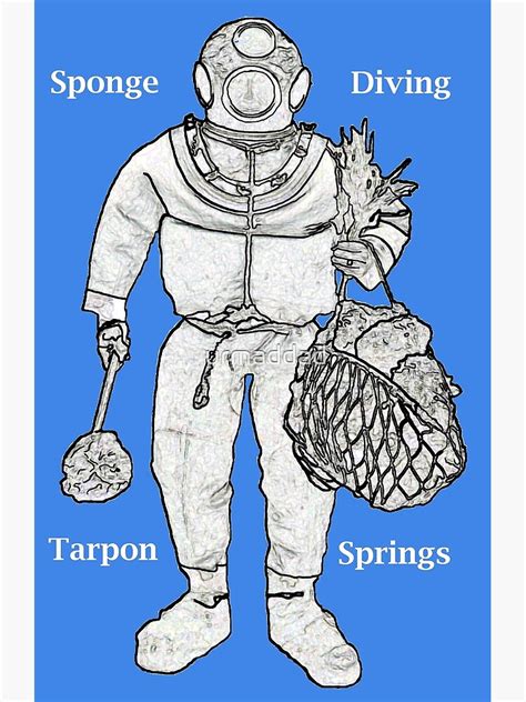 "Vintage Tarpon Springs Sponge Diver with Diving Helmet" Canvas Print ...