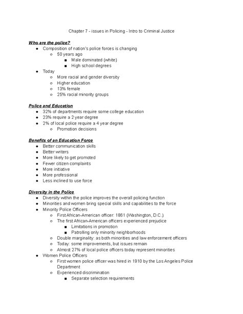 Chapter 7: Issues in Policing in Intro to Criminal Justice - Studocu