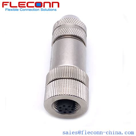 M12 Metal Connector 8 Position Female Shielded Socket