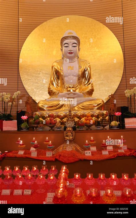 Buddha Statue On Main Altar In Buddha Hall Fo Guang Shan Temple