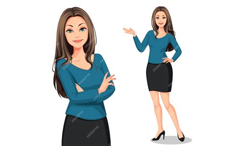 Ilustración Hermosa Mujer De Negocios Vector Premium