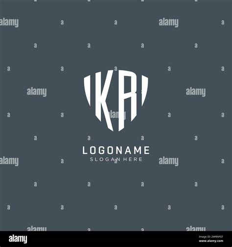 Initials KR Logo Shield Guard Shape Creative Logo Design Concept