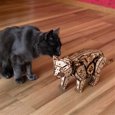 Wild Cat EWA Store Eco Wood Art Mechanical Wooden 3D Puzzles