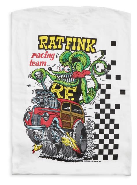 Rat Fink Racing Team White T Shirt Cotton Sizes Small To Xl