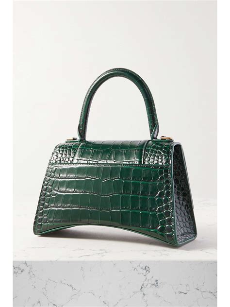 Balenciaga Hourglass Small Glossed Croc Effect Leather Tote Net A Porter