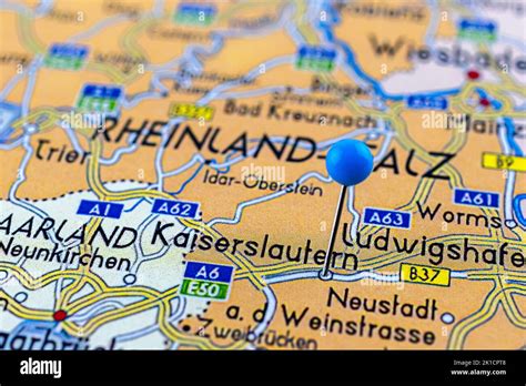 Kaiserslautern map. Close up of Kaiserslautern map with blue pin. Map ...