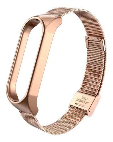 Pulseira Metal A O Inox Pelicula Para Xiaomi Mi Band Cor Ouro Rose