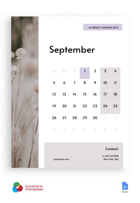 30+ Beautiful Calendar Templates in Google Docs | 4Templates.com