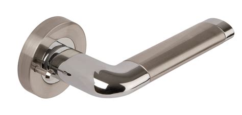 Argo Lever Door Handle On Round Concealed Rose Satin Nickel Polished