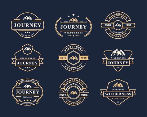 Premium Vector | Set of Vintage Retro Badge Wilderness Mountain ...