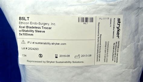 Stryker B5LT Xcel Bladeless Trocar With Stability Sleeve. 5x100mm. Exp