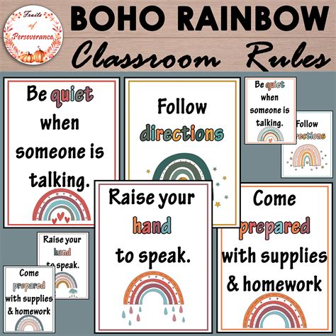 Boho Rainbow Classroom Rules And Expectations Made By Teachers