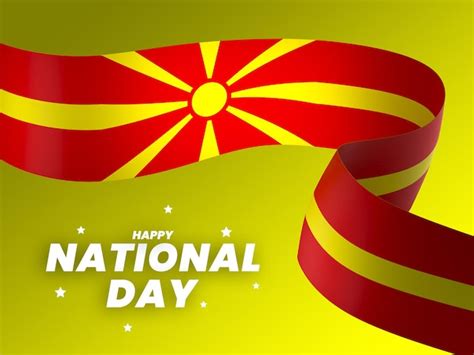 Premium PSD North Macedonia Flag Element Design National Independence