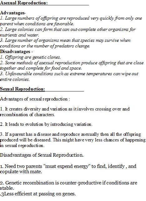 Advantages And Disadvantages Of Sexual And Asexual Reproductions