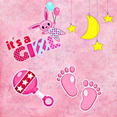 Desain Background Kartu Ucapan Kelahiran Bayi Perempuan Free