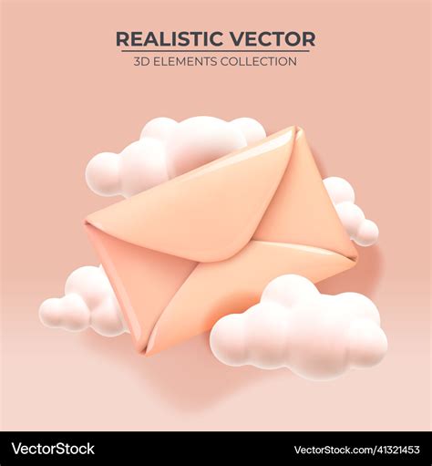 Nude Color Paper Envelope With Clouds Royalty Free Vector