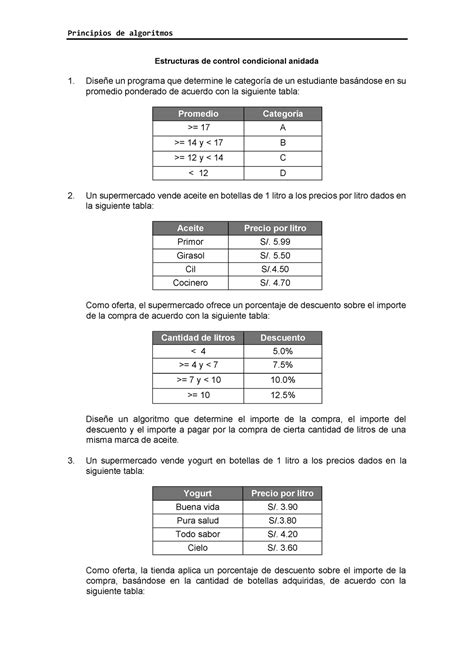 S Tarea Estructuras Condicional Anidada Principios De Algoritmos