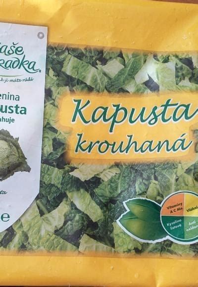 kapusta strouhaná Naše zahrádka kalorie kJ a nutriční hodnoty