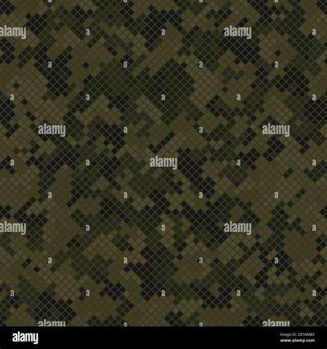 Seamless Digital Woodland Pixel Camo Texture Vector For Army Textile