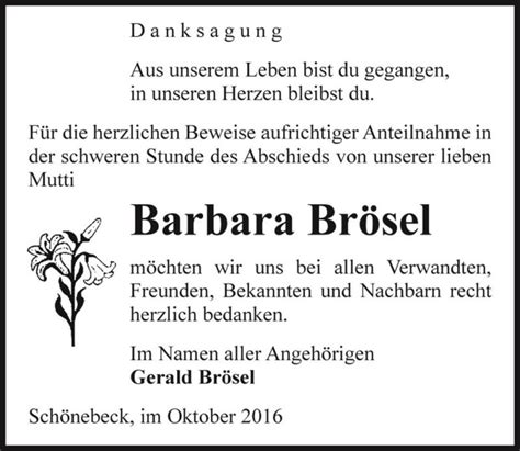 Traueranzeigen Von Barbara Br Sel Abschied Nehmen De