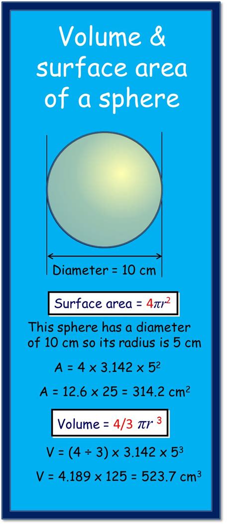 Volume And Surface Area Of A Sphere Gcse Maths Revision Gcse Math