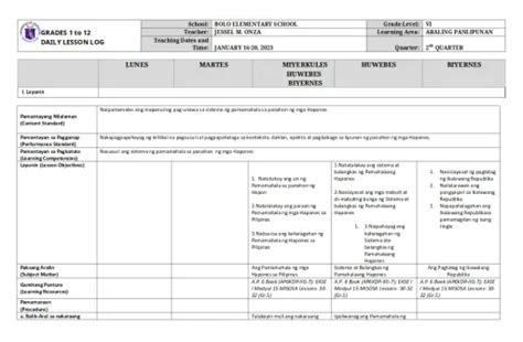 Dll Araling Panlipunan 6 Q2 W7 Interactive Worksheet Edform