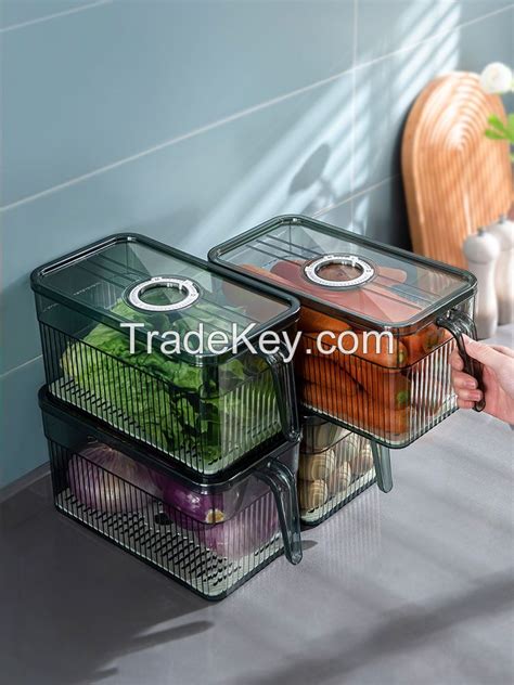 Fridge Organizer With Freshness Timer Lid Stackable Refrigerator