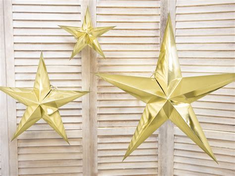 Gold Paper Stars DIY Star Decorations 3 Different Sizes - Etsy