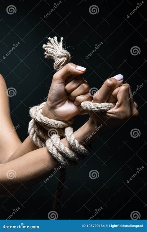 Female Hands Bound With Rope Stock Photo Image Of Discomfort Hold