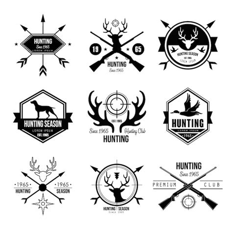 Insignias Etiquetas Elementos De Dise O De Logotipo Caza Vector Premium