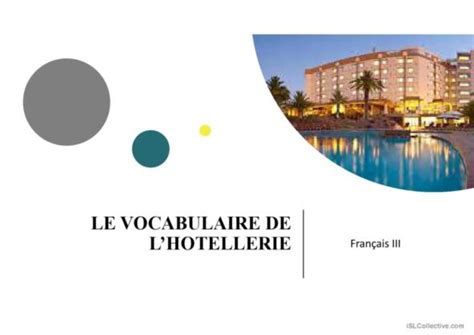 3 Hotel Français FLE powerpoints