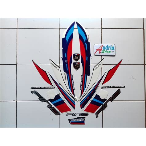 Jual Stiker Striping Motor Yamaha Fino Sporty FI 2015 Putih Merah