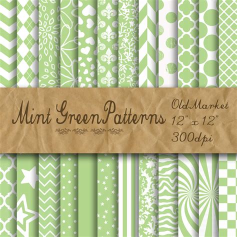 Mint Green Patterns Digital Paper Light Green Patterned