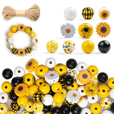 Pcs Wooden Beads Sunflower Wood Beads Sunflower Shape Spacer