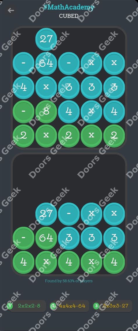 Math Academy "Cubed" Solution/Answers ~ Doors Geek