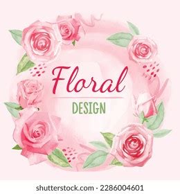 Watercolor Rose Floral Frame Design Stock Vector Royalty Free