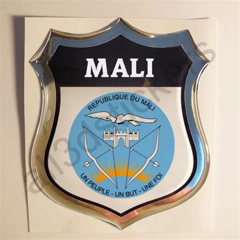 PEGATINA MALI ESCUDO De Armas 3D Emblema Vinilo Adhesivo Resina Relieve