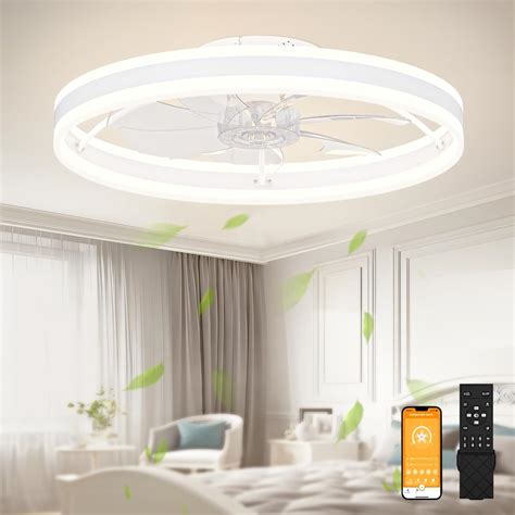 VOLISUN Low Profile Ceiling Fans with Lights and Remote, 23.6in Flush