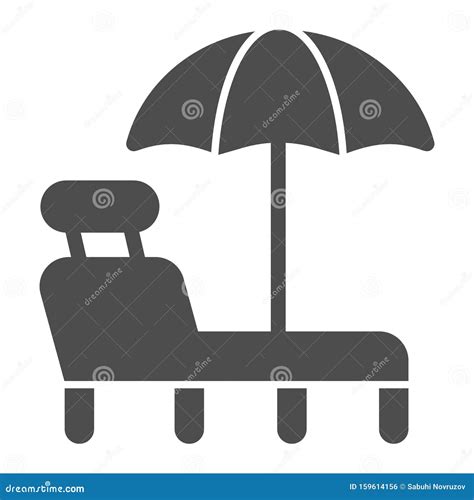 Beach Chair With Umbrella Solid Icon A Deckchair Vector Illustration