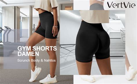 Vertvie Damen Gym Shorts Booty Scrunch High Wasit Sport Shorts Nahtlose