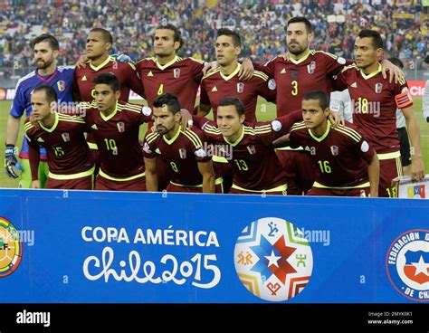 FILE - In this June 21, 2015, file photo, Venezuela's national soccer team pose for a group ...