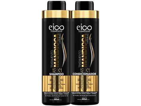 Kit Shampoo E Condicionador Eico Cosm Ticos Tratamento Mandioca Ml