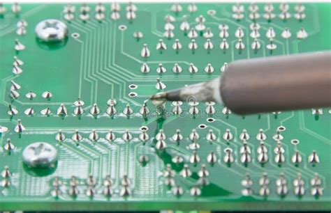 The Solder Electronics PCB With The Soldering Iron Stock Photo - Image ...